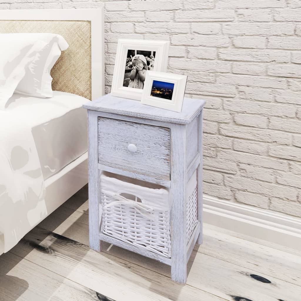 vidaXL Table de chevet en bois blanc