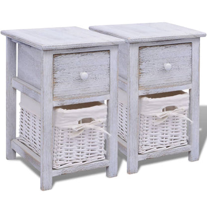 vidaXL Tables de chevet 2 pcs en bois blanc