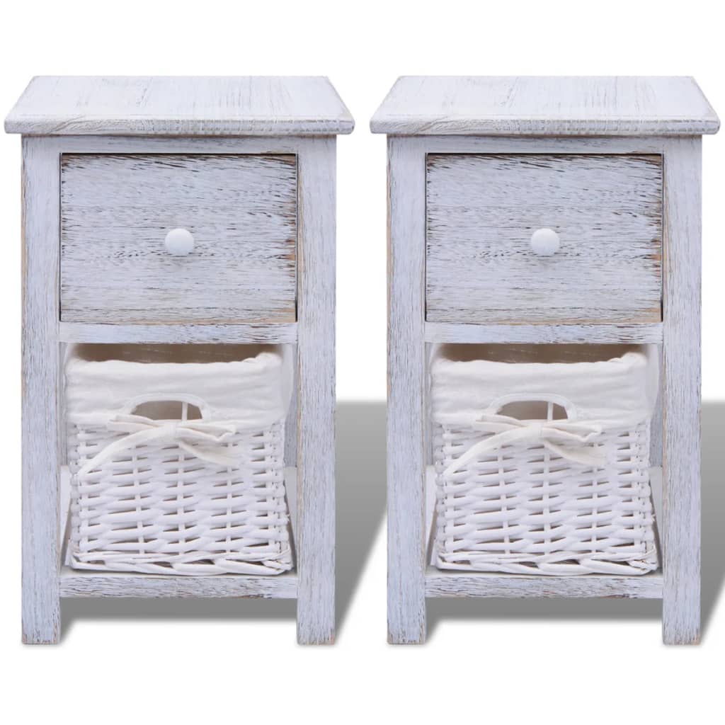 vidaXL Tables de chevet 2 pcs en bois blanc