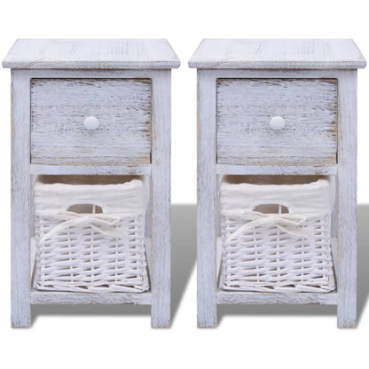 vidaXL Tables de chevet 2 pcs en bois blanc