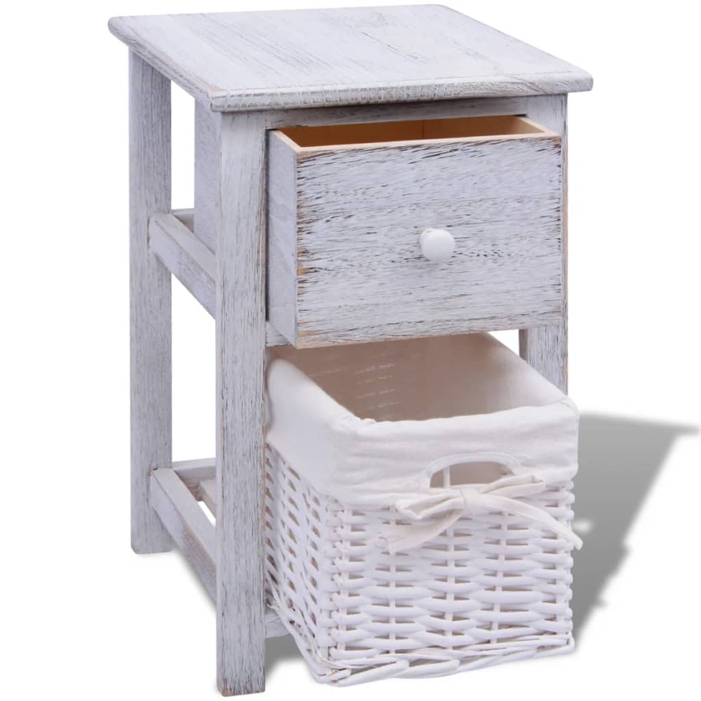 vidaXL Tables de chevet 2 pcs en bois blanc