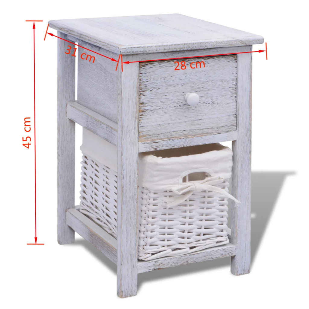 vidaXL Tables de chevet 2 pcs en bois blanc