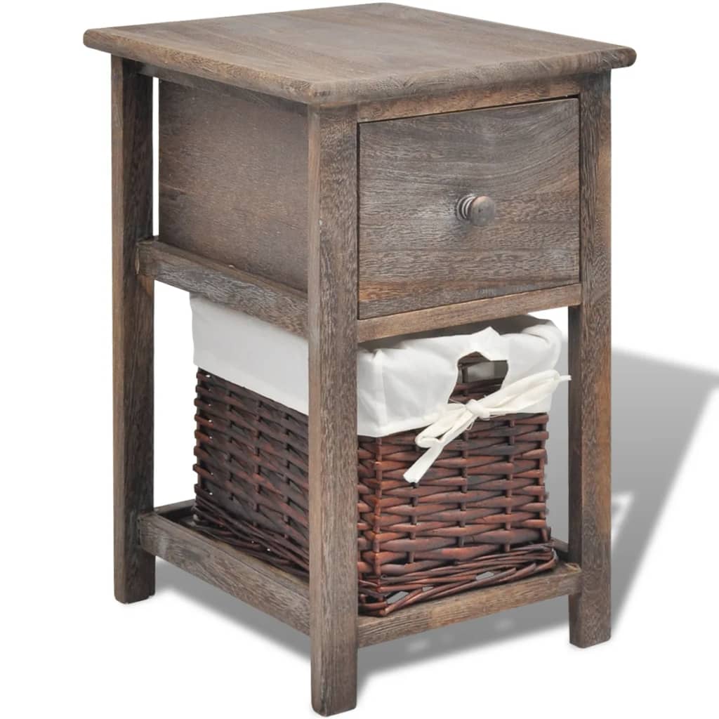 vidaXL Table de chevet en bois marron
