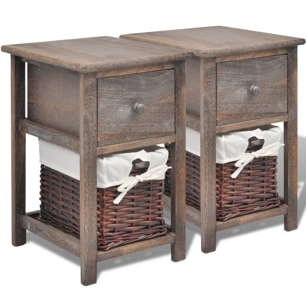 vidaXL Tables de chevet 2 pcs. Bois Marron