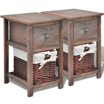 vidaXL Tables de chevet 2 pcs. Bois Marron