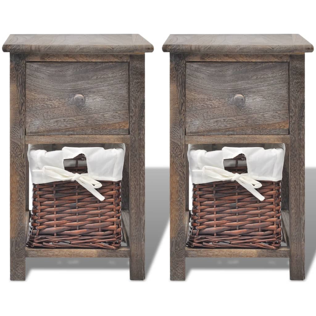 vidaXL Tables de chevet 2 pcs. Bois Marron