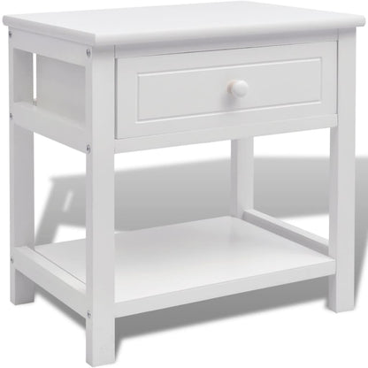 vidaXL Table de chevet en bois blanc
