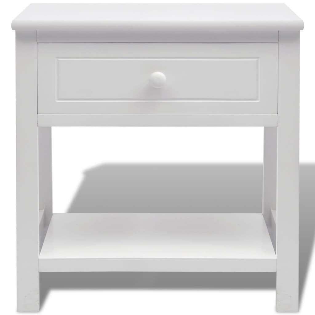vidaXL Table de chevet en bois blanc