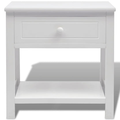 vidaXL Table de chevet en bois blanc
