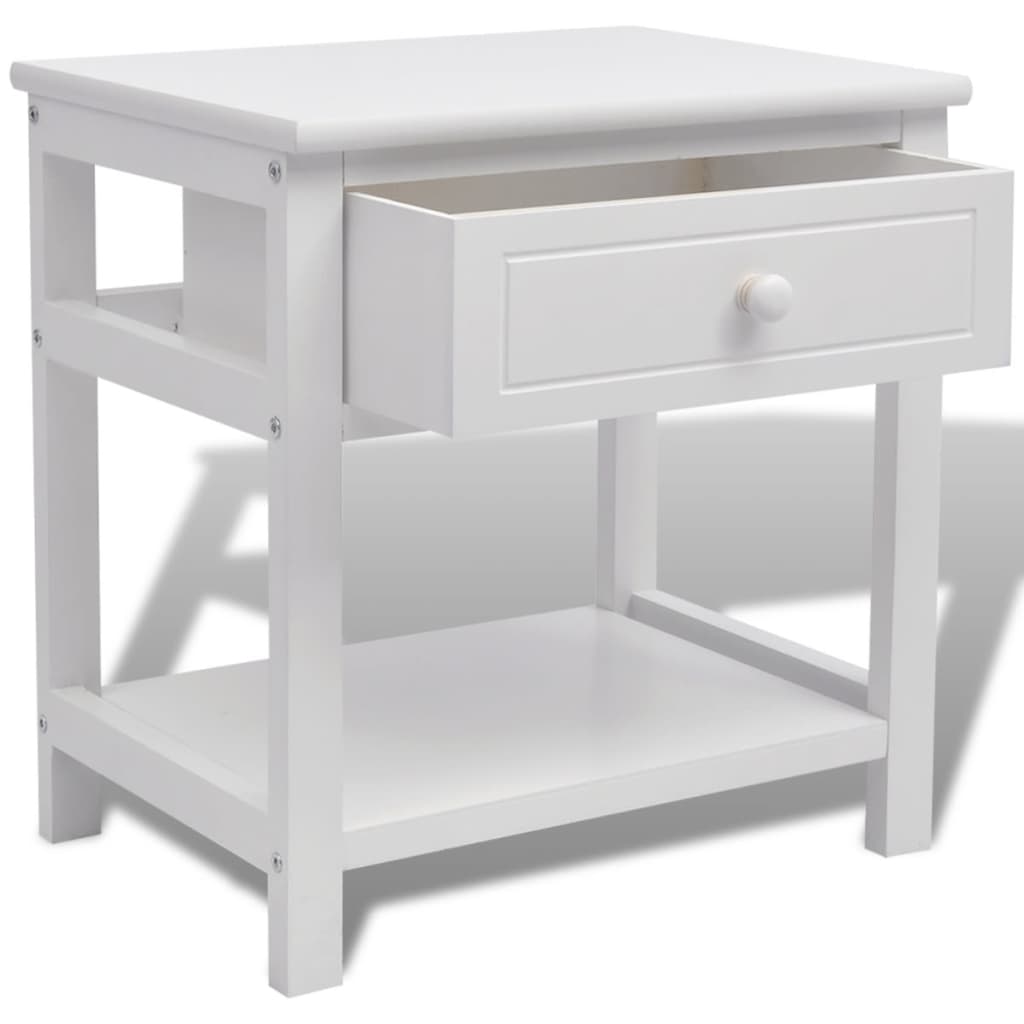 vidaXL Table de chevet en bois blanc