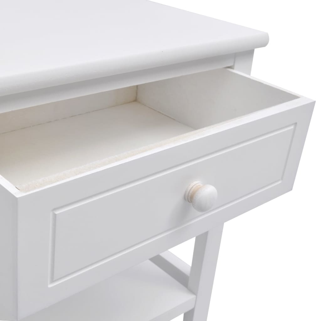 vidaXL Table de chevet en bois blanc