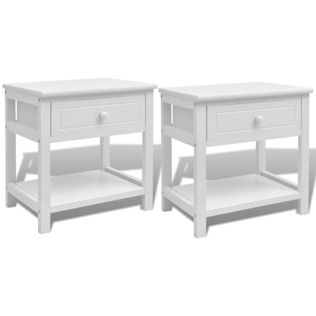 vidaXL Tables de chevet 2 pcs en bois blanc
