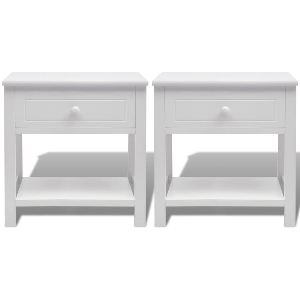 vidaXL Tables de chevet 2 pcs en bois blanc