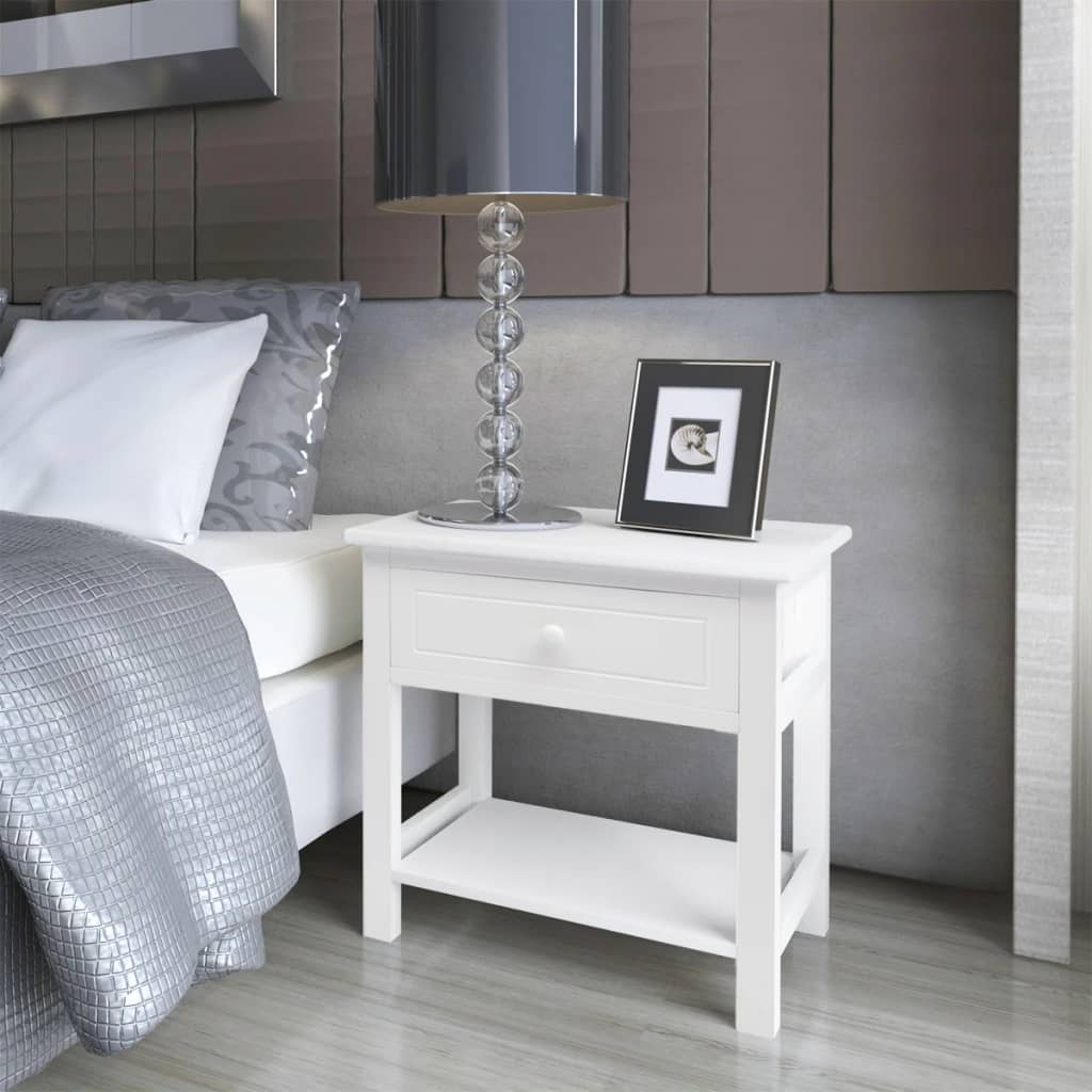 vidaXL Tables de chevet 2 pcs en bois blanc