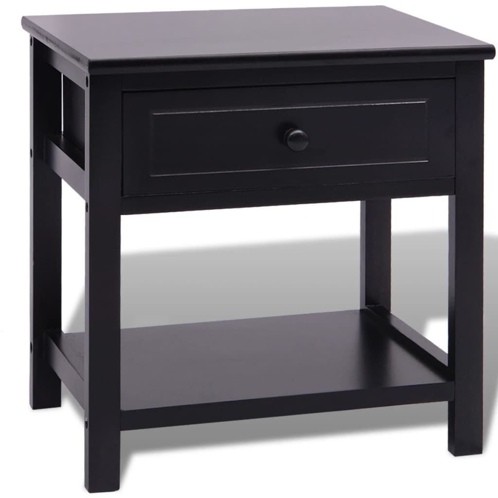 vidaXL Table de chevet en bois noir