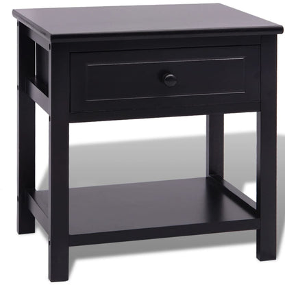 vidaXL Table de chevet en bois noir