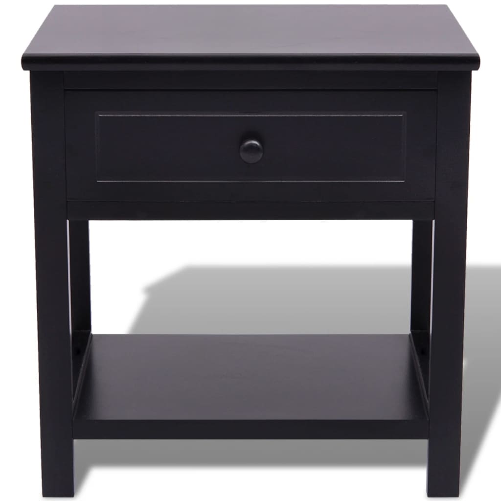 vidaXL Table de chevet en bois noir