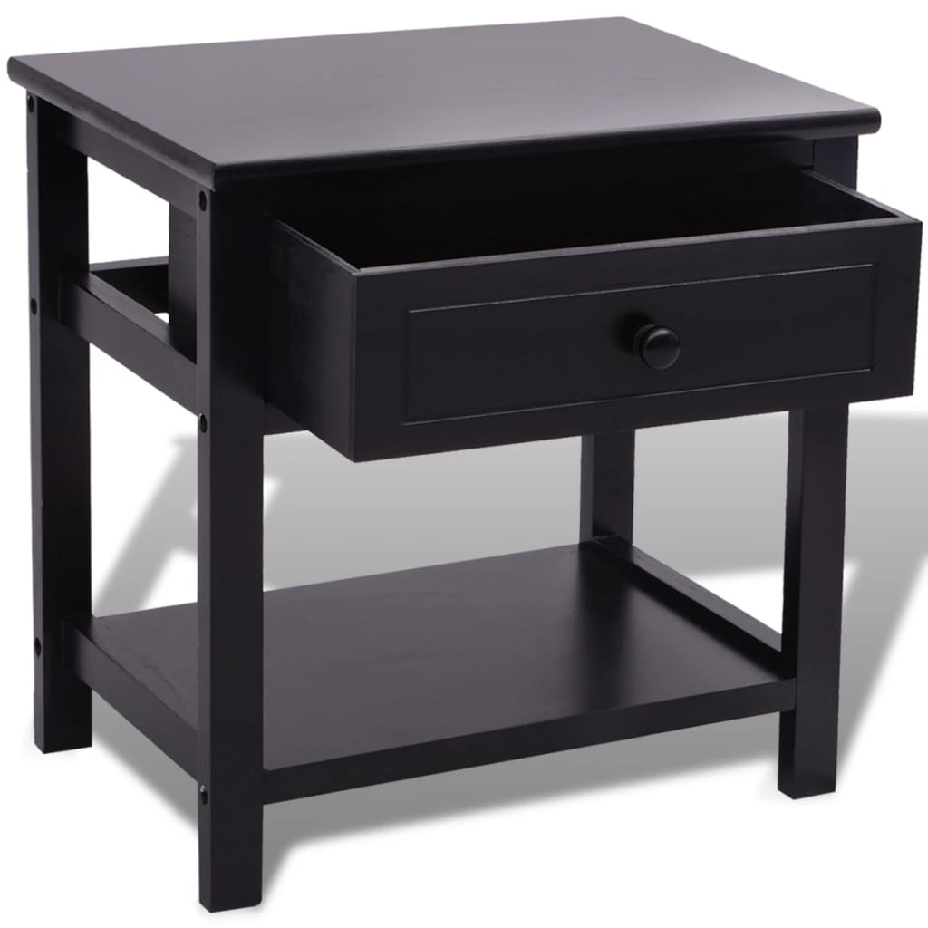 vidaXL Table de chevet en bois noir