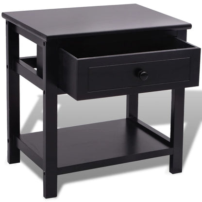 vidaXL Table de chevet en bois noir