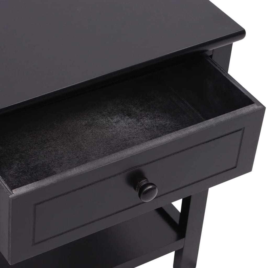 vidaXL Table de chevet en bois noir