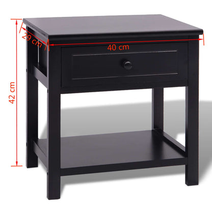 vidaXL Table de chevet en bois noir