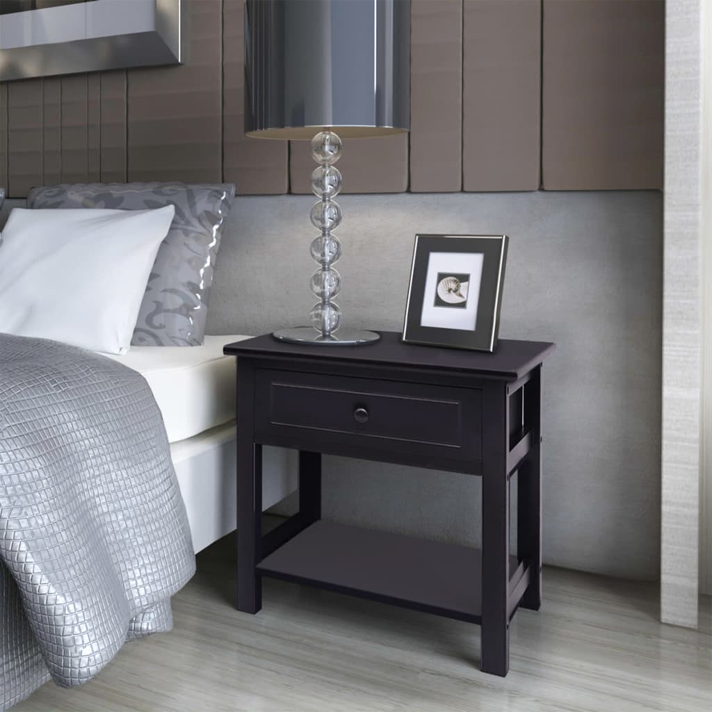 vidaXL Table de chevet en bois noir