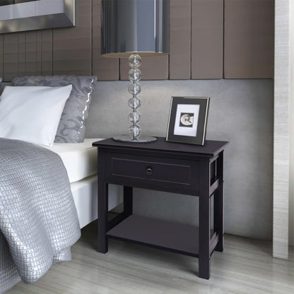 vidaXL Table de chevet en bois noir