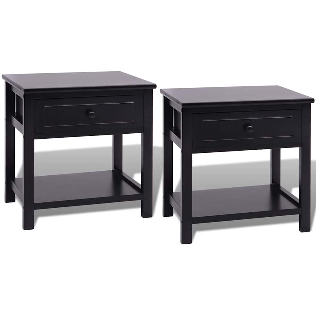 vidaXL Tables de chevet 2 pcs Bois Noir