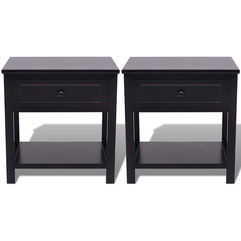 vidaXL Tables de chevet 2 pcs Bois Noir