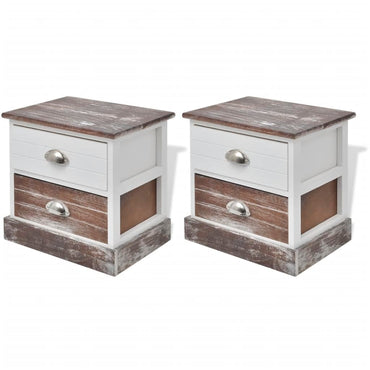 vidaXL Tables de chevet 2 pcs Marron et blanc