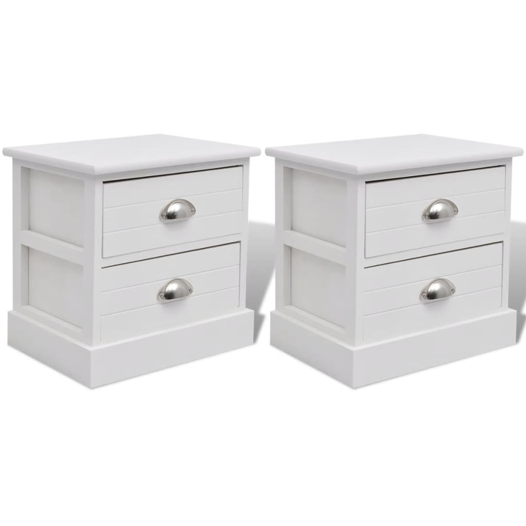 vidaXL Tables de chevet 2 pcs Style français Blanc