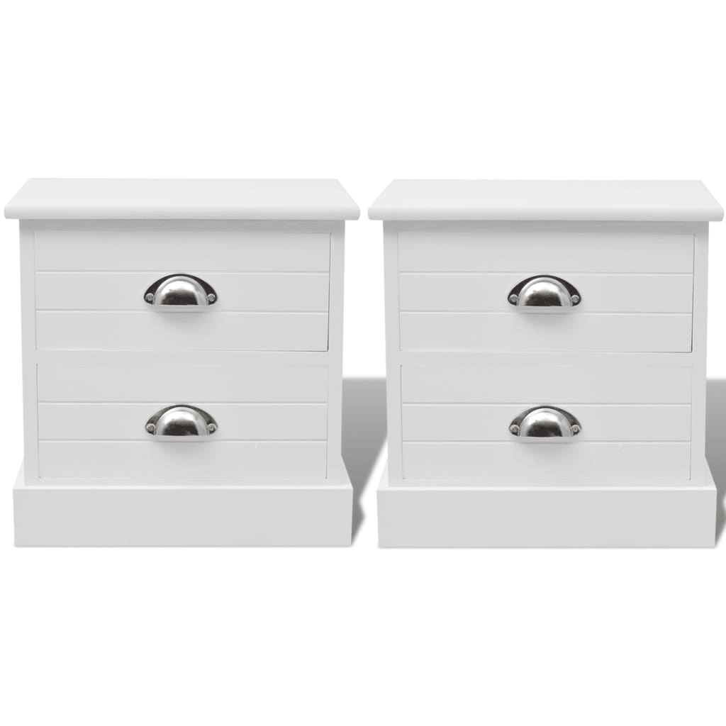 vidaXL Tables de chevet 2 pcs Style français Blanc