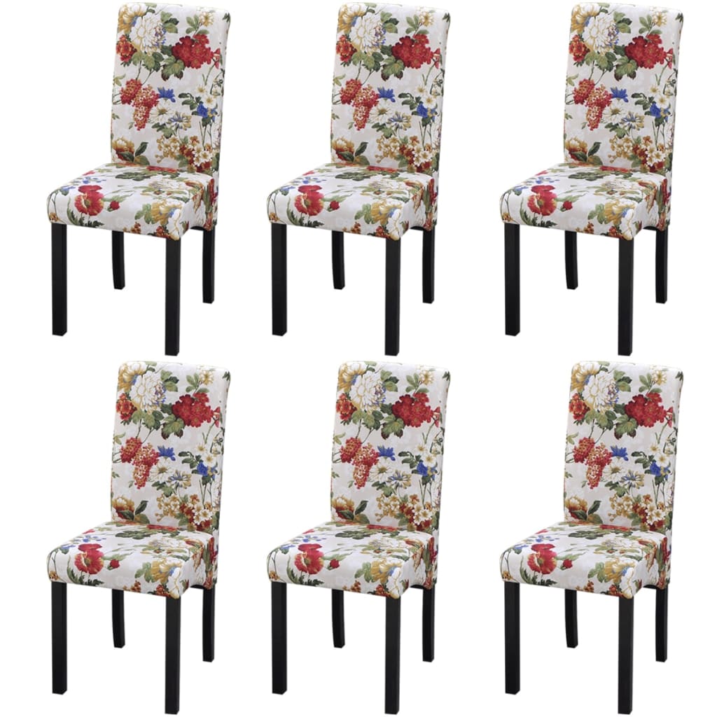 vidaXL Chaises de salle à manger 6 pcs Tissu multicolore