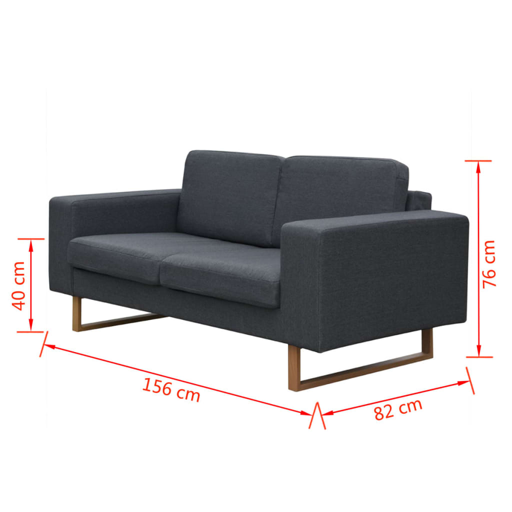 vidaXL Sofa 2-Sitzer Stoff Dunkelgrau