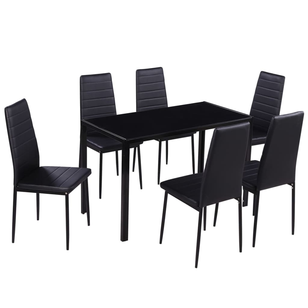 vidaXL Ensemble de salle à manger 7 pièces noir