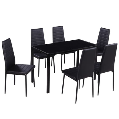 vidaXL Ensemble de salle à manger 7 pièces noir