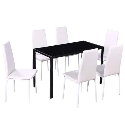 vidaXL Ensemble de salle à manger 7 pièces noir et blanc