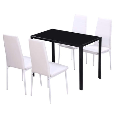 vidaXL Ensemble repas 5 pièces noir et blanc