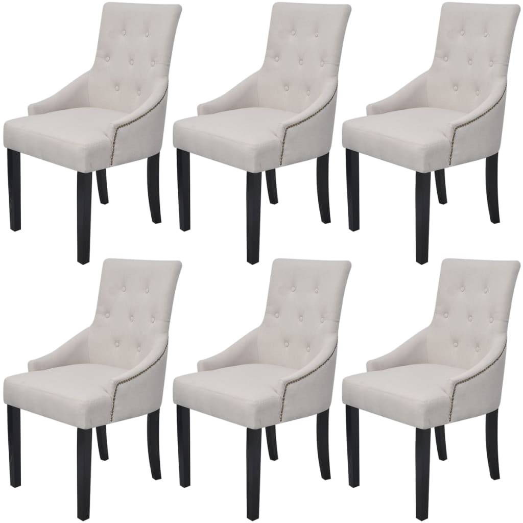 vidaXL Chaises de salle à manger 6 pcs Gris crème Tissu