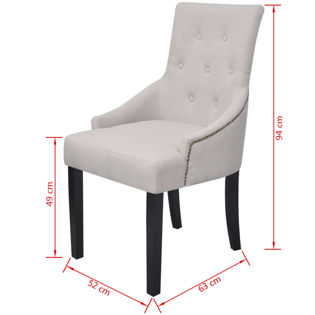 vidaXL Chaises de salle à manger 6 pcs Gris crème Tissu