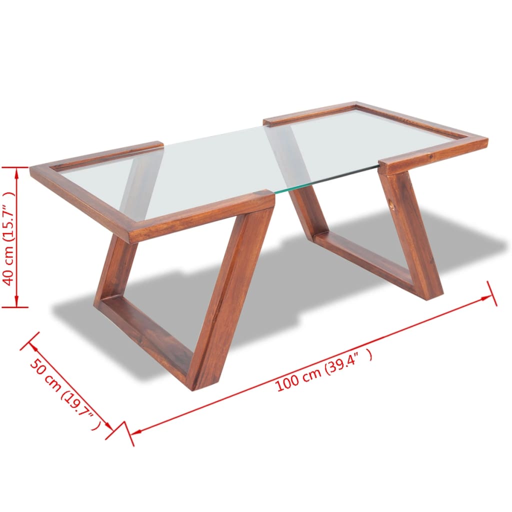 vidaXL Table basse en bois d'acacia massif marron 100x50x40 cm