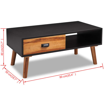 vidaXL Table basse en bois d'acacia massif 90 x 50 x 40 cm