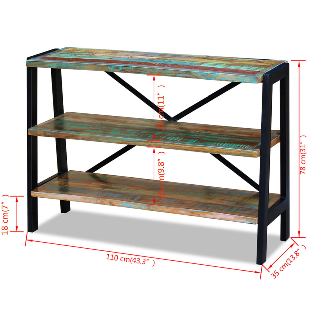 vidaXL Buffet 3 étagères en bois de récupération