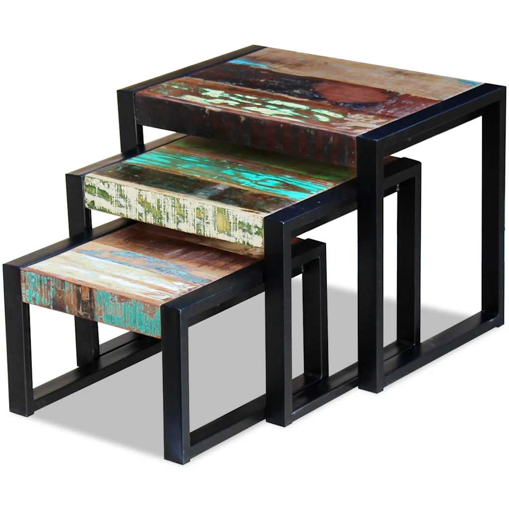 vidaXL 3-tlg. Satztisch-Set Altholz