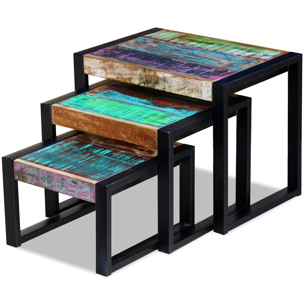 vidaXL 3-tlg. Satztisch-Set Altholz