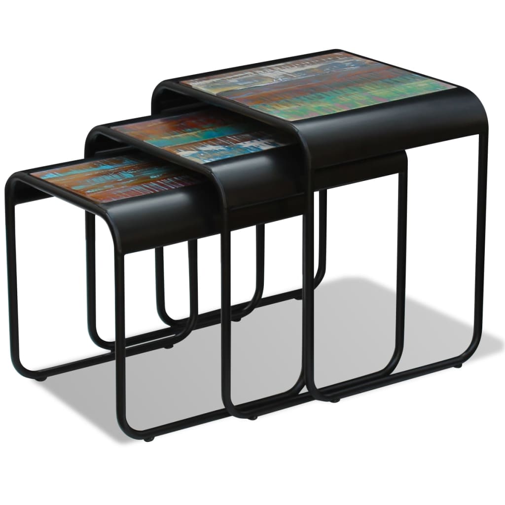 vidaXL 3-tlg. Satztisch-Set Altholz