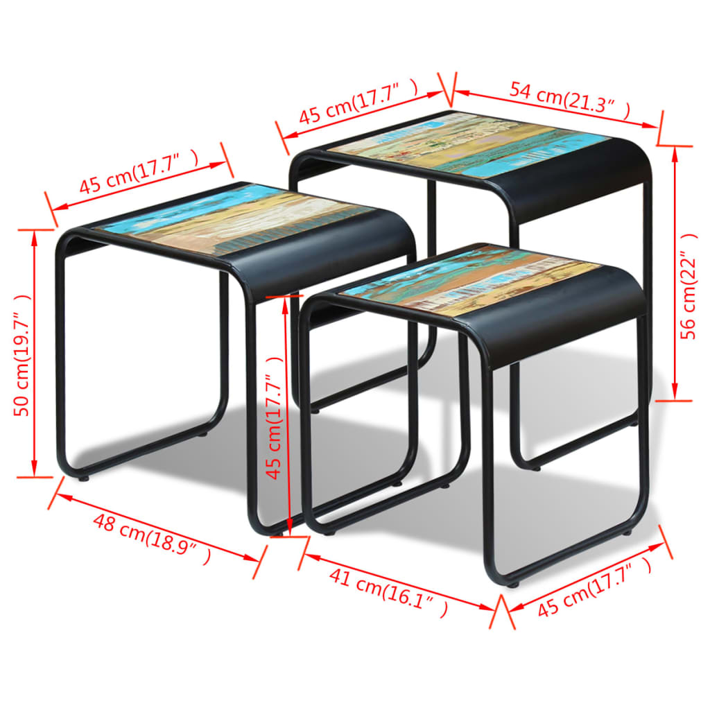 vidaXL 3-tlg. Satztisch-Set Altholz