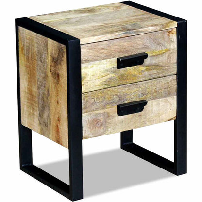 vidaXL Table d'appoint avec 2 tiroirs Bois de manguier 43x33x51 cm