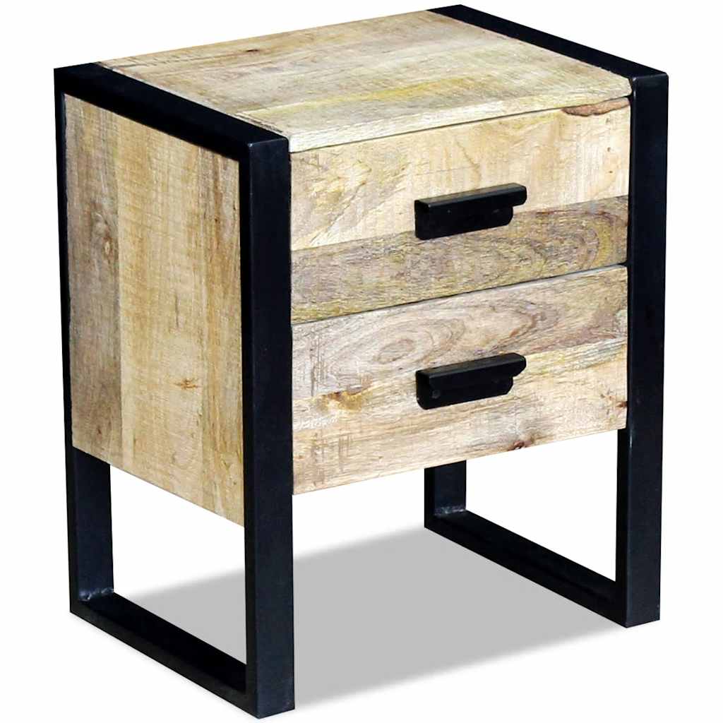 vidaXL Table d'appoint avec 2 tiroirs Bois de manguier 43x33x51 cm