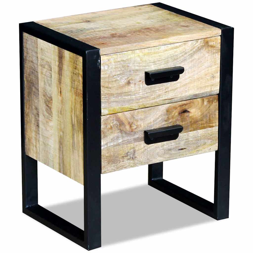 vidaXL Table d'appoint avec 2 tiroirs Bois de manguier 43x33x51 cm